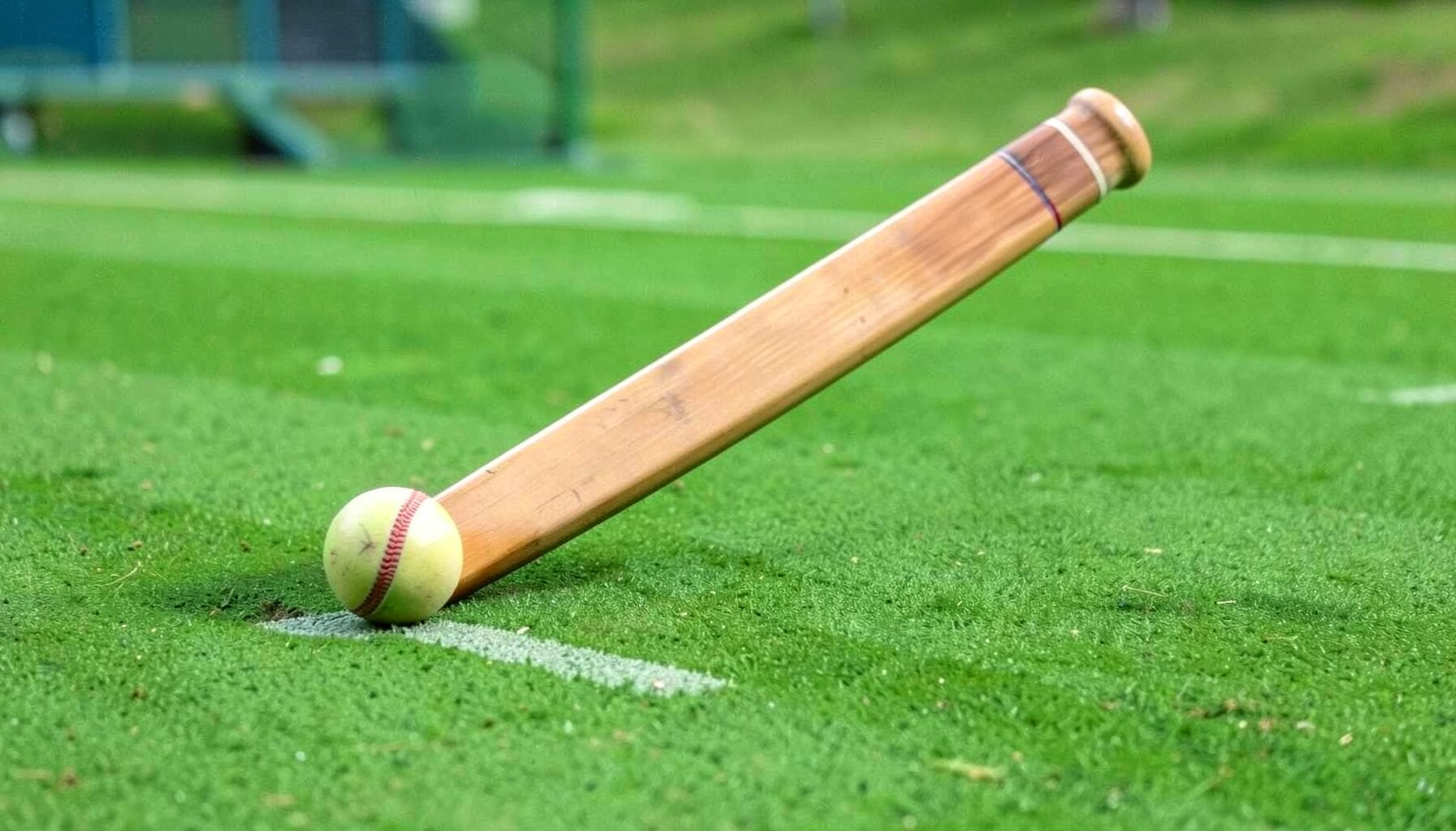 Cricket-themed instant game with bat and ball graphics, green pitch background